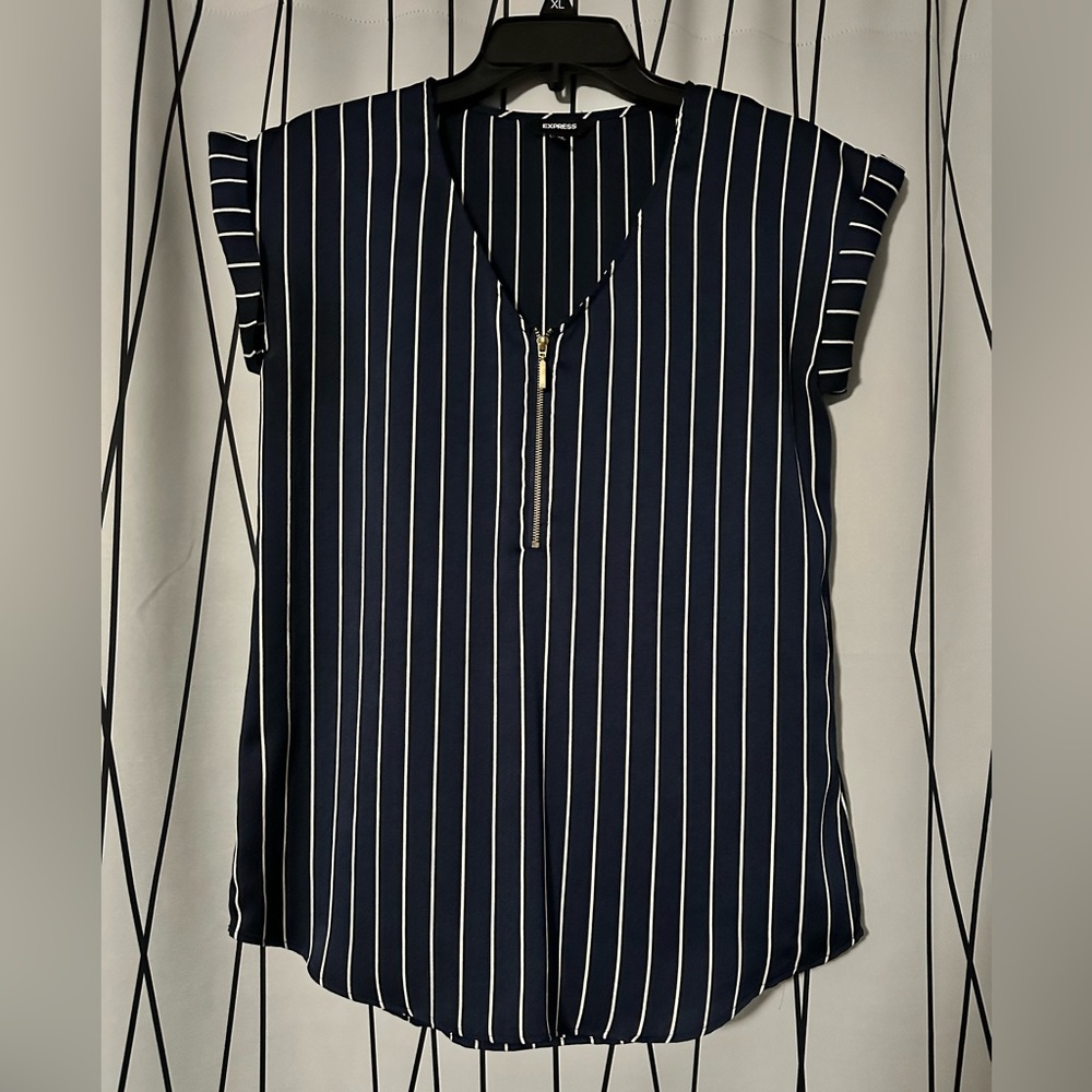 Express navy and white pin stripe blouse size S